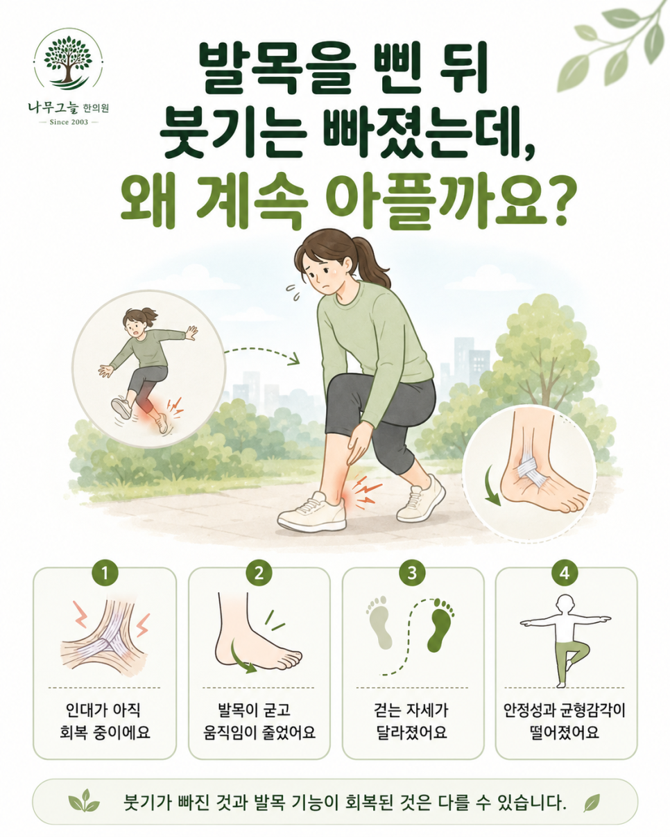 발목 붓기는 빠졌는데 왜 계속 아플까요? 카드뉴스 표지
